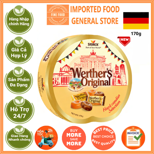 Kẹo caramen hộp thiếc Werther's Original Selection Caramel Candy 170g