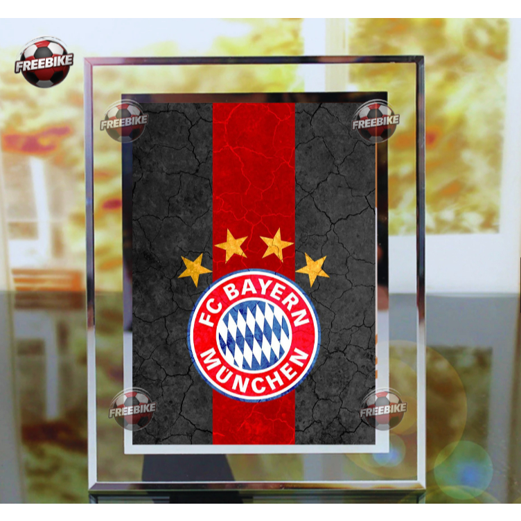 KHUNG POSTER LOGO BAYERN MUNICH BẰNG KÍNH PHA LÊ CAO CẤP