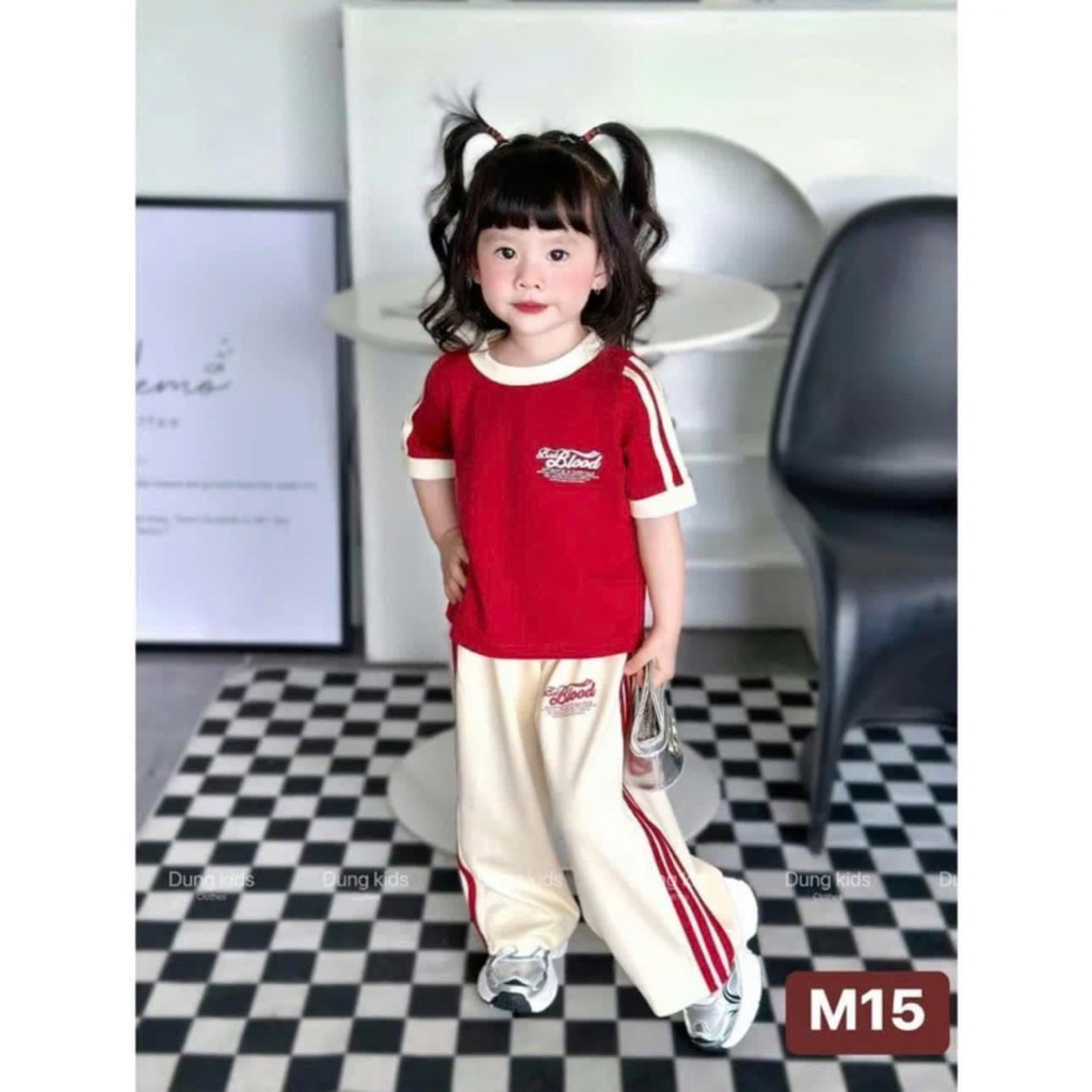[LiA baby’s] Set đồ thể thao áo thun + quần dài cá tính xinh xắn cho bé gái(9-30kg)