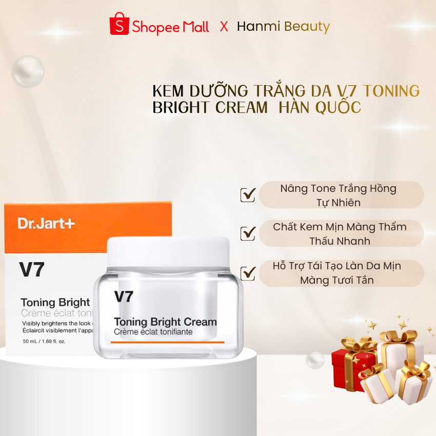 Kem Dưỡng Trắng Da Nâng Tone V7 Toning Bright Cream GC Hàn Quốc, Hũ 50Gr