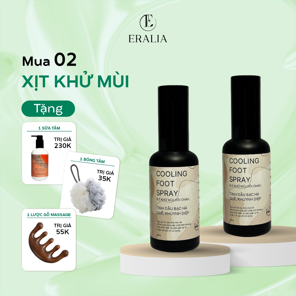 [COMBO 2 XỊT] Xịt ngăn mùi hôi chân ERALIA chiết xuất bạc hà, quế, khuynh diệp