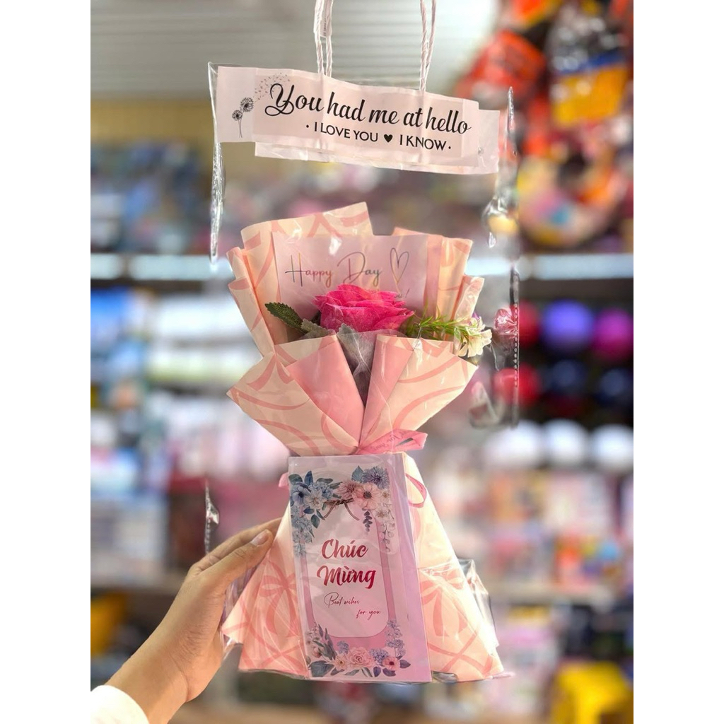 Sỉ 10 bông hoa sáp 1 bông kèm túi Hoa tặng 20/10, 20/11, 8/3 Hoa giả