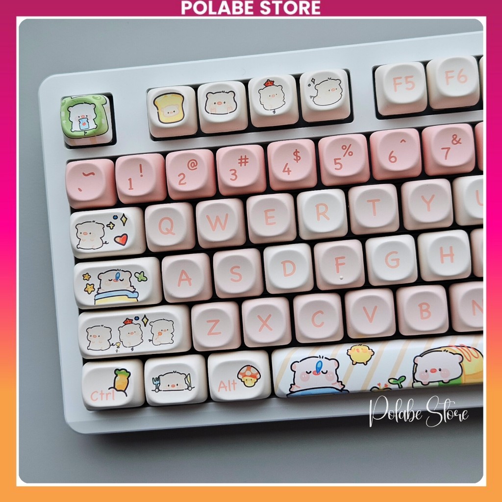 Keycap Pink Pig MOA Profile Keycap Pink Piglet lợn hồng cute dyesub bàn phím cơ Polabe Store
