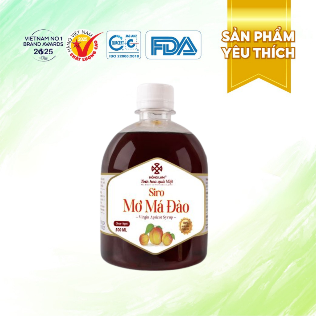 Siro Mơ Má Đào Hồng Lam - Nước Cốt Mơ Chua Ngọt Tự Nhiên - 500ml Dễ Pha Chế
