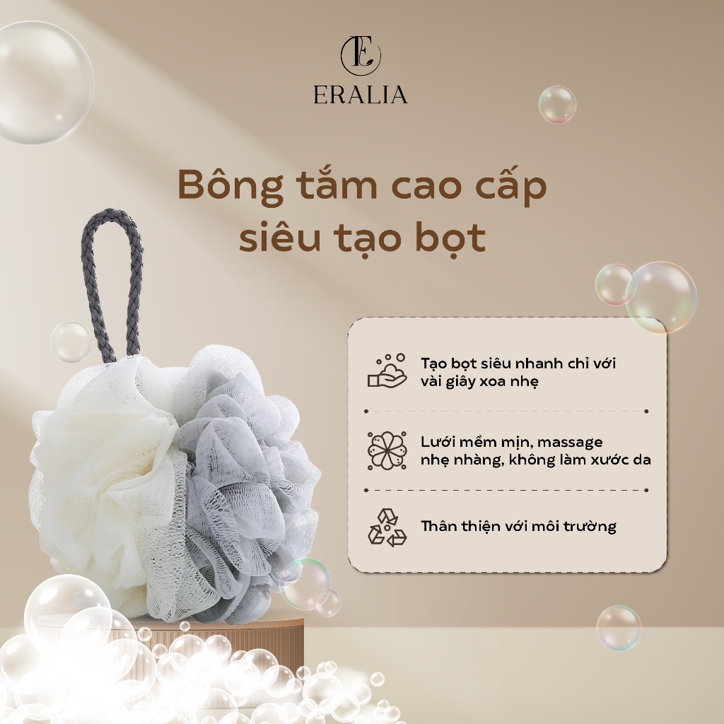 Bông tắm ERALIA siêu tạo bọt làm sạch da