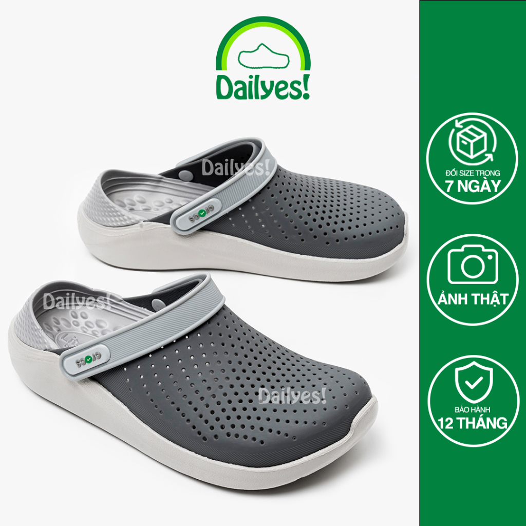Dép Literide Nam Nữ, Dép Sục Full Xám hàng chuẩn, không mùi nhựa, full tag, hỗ trợ đổi trả - Dailyes Store