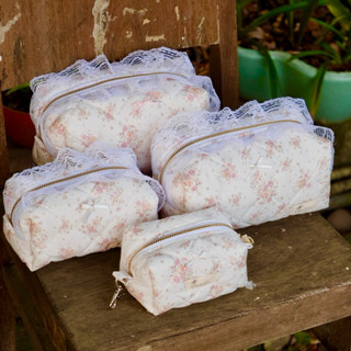   Junie  Makeup Pouch   Hộp Bút   Bóp Viết Handmade Dễ Thương Hoa Nhí Phối Ren Link Tổng Hợp 01 