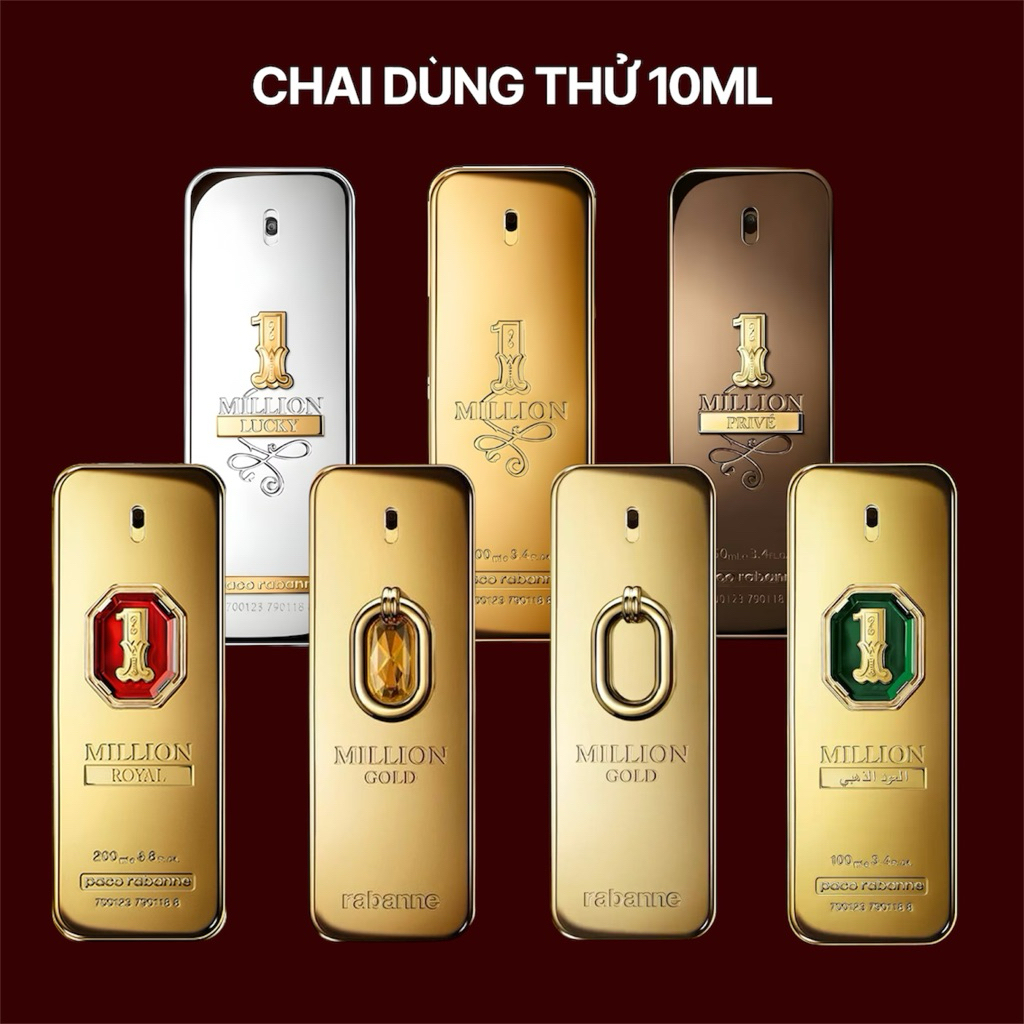 [2025] C hiết 10ml Nước hoa Paco Rabanne 1 Million Golden Oud Gold Prive Royal Parfum Intense Elixir