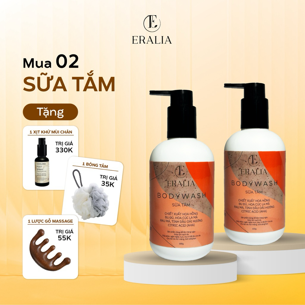 [COMBO 2 SỮA TẮM] Sữa tắm mụn lưng ERALIA (300gr) chiết xuất hoa hồng, tinh dầu oải hương, chứa CITR