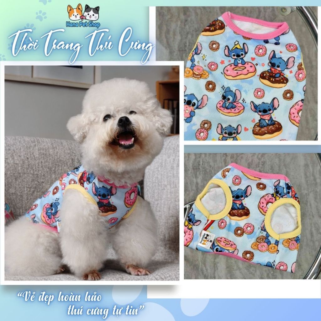 Áo thun thú cưng vải thun gân chuyến phiêu lưu của stitch