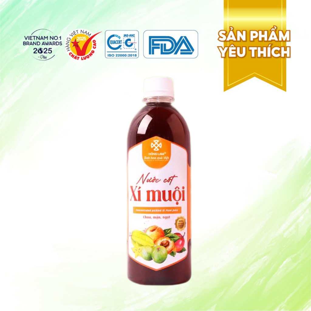 Nước Cốt Xí Muội Hồng Lam - 500ml | Từ Mơ, Mận, Sấu, Chanh, Khế - Giải Khát, Pha Chế, Ướp Thịt