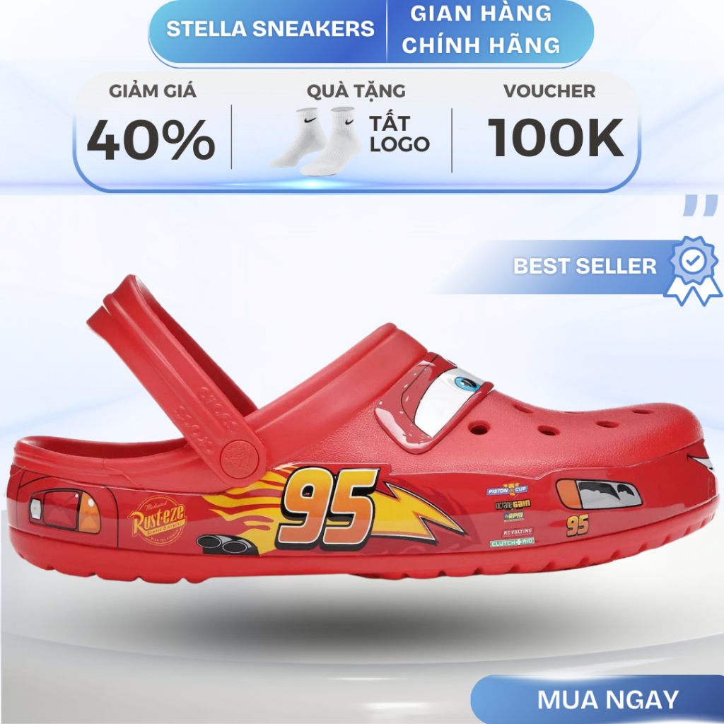 [Best Quality]Dép nam nữ_Crocs Clog Lightning MCQUEEN Full Box, Chuẩn Best Quality - STELLA.SNEAKER