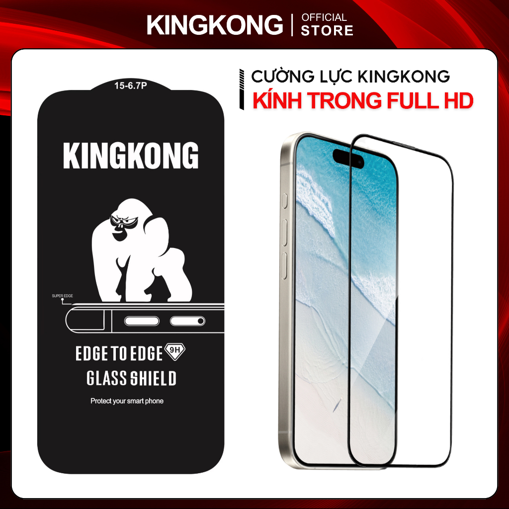    Trong suốt   Kính cường lực KINGKONG KK-69 Full HD cho iphone X Xr Xsm 11 12 13 14 15 16 promax 