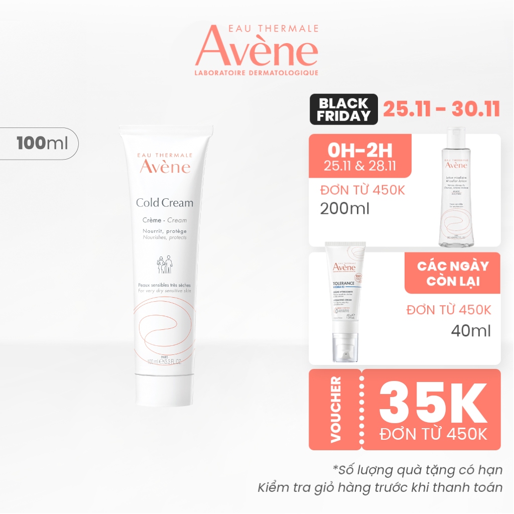 Kem dưỡng ẩm chuyên biệt Eau Thermale Avène COLD CREAM giúp giảm khô da dành cho da rất khô và da nhạy cảm - 100ML