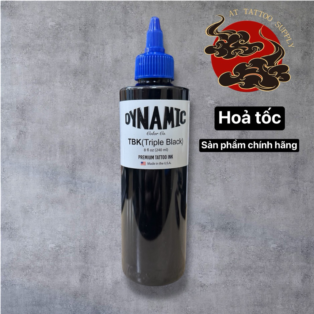 TBK mực xăm tattoo Dynamic - Mực xăm đen TBK chính hãng chai 8oz, có bán chai mực chiết