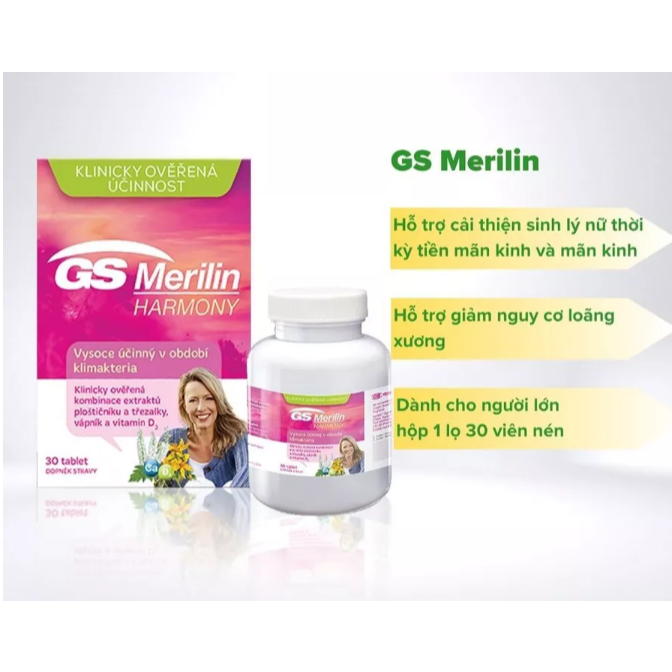 GS Merilin Harmony ( Hộp 30 viên ) Hỗ trợ cân bằng nội tiết tố nữ, cho phụ nữ tiền mãn kinh và mãn k