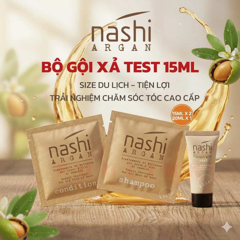 [NASHI] Bộ Gội Xả Hấp Size Du Lịch 15ml Chính Hãng Nashi Agan