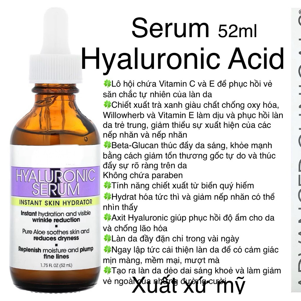 [Mỹ] SERUM CẤP ẨM HYALURONIC AD_VAN~cCED CLINI__cCALS 52ml