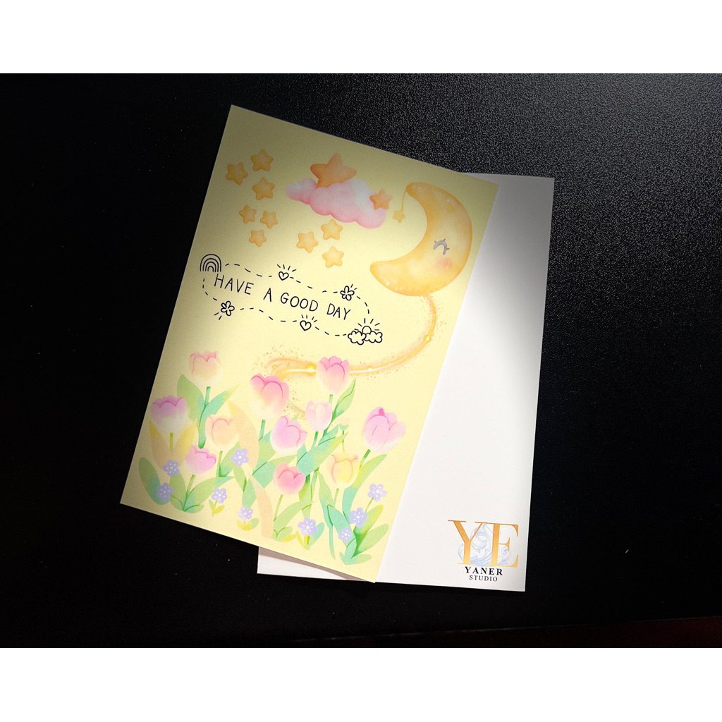 Postcard “Have A Nice Day” tone vàng tươi sáng A6
