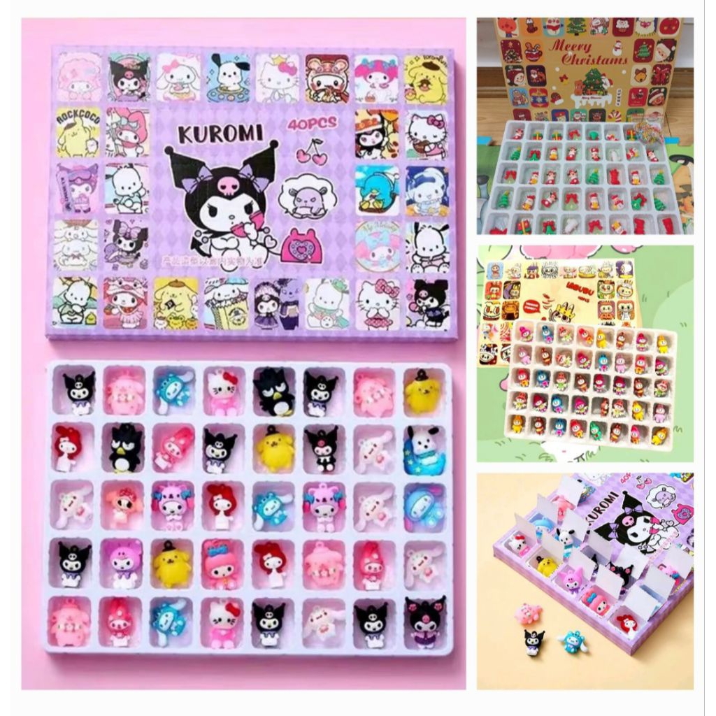 Hidden box 40 móc khoá labubu, Kuromi, Capy, Baby Three - Blind box hộp mù móc khoá đếm ngược cho bé