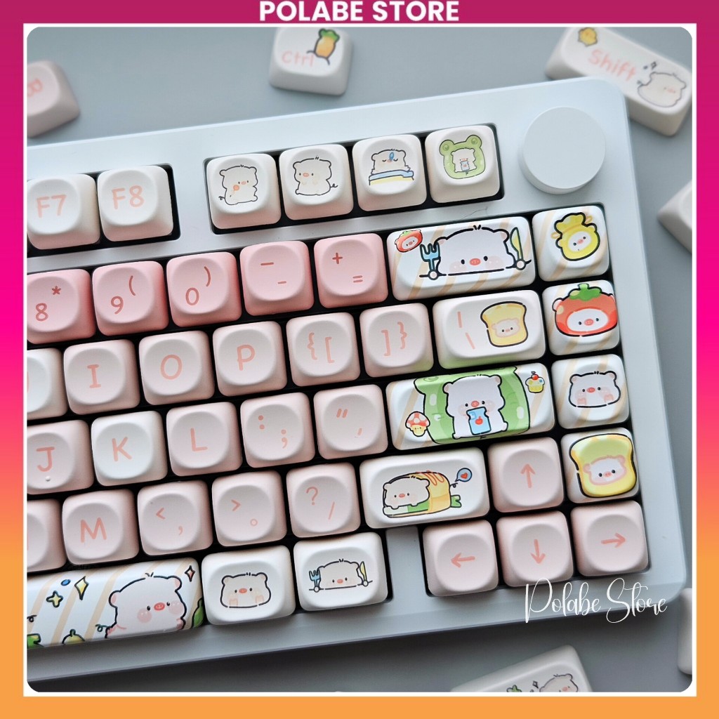 Keycap Pink Pig MOA Profile Keycap lợn hồng pink piglet PBT dyesub bàn phím cơ Polabe Store