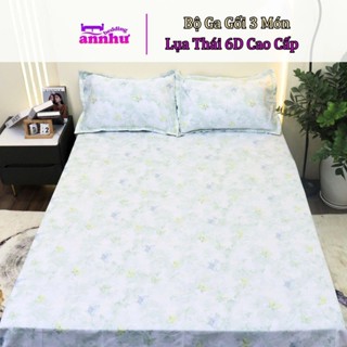  Bộ Ga Gối Lụa Thái 3 Món 1 Ga Hoạ Tiết + 2 Vỏ Gối Nằm   KHÔNG CHĂN  An Như Bedding 