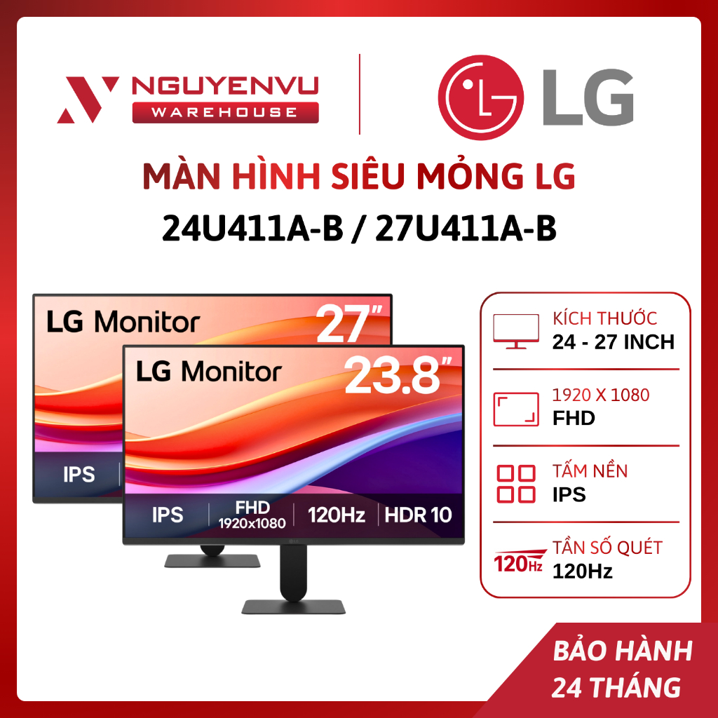 Màn hình LG 24U411A-B, LG 27U411A-B, 24-27 Inch (FHD,IPS,120Hz,1ms,HDR 10) | BẢO HÀNH 24 THÁNG | FUL