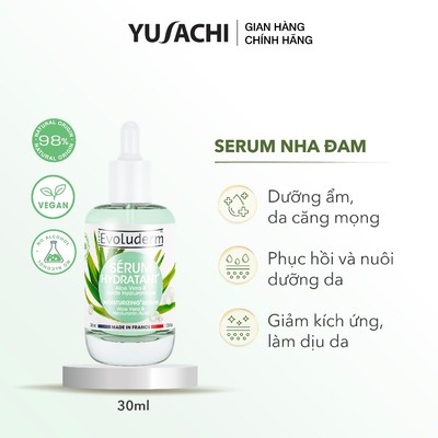 [ HSD : 11/2026 ] Serum dưỡng ẩm Evoluderm thuần chay, serum HA dưỡng ẩm da mặt, giúp da mịn màng, căng bóng 30ml