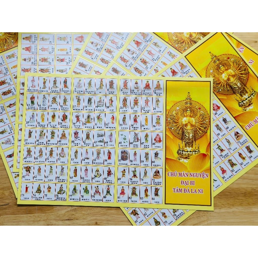Tờ chú đại bi và 84 vị Phật ( 10 tờ )