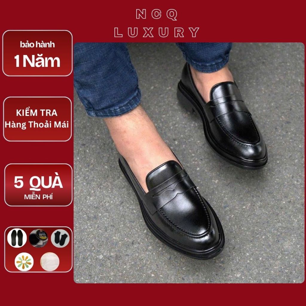 Giày da nam Penny Loafer Công Sở đế cáo su non khâu dế - giầy nam Lịch Nãm