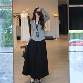  Chân Váy Dài Kate Poplin Labeau | Váy Dài Form Suông Basic Freesize Dưới 60Kg – Màu Đen Trắng 