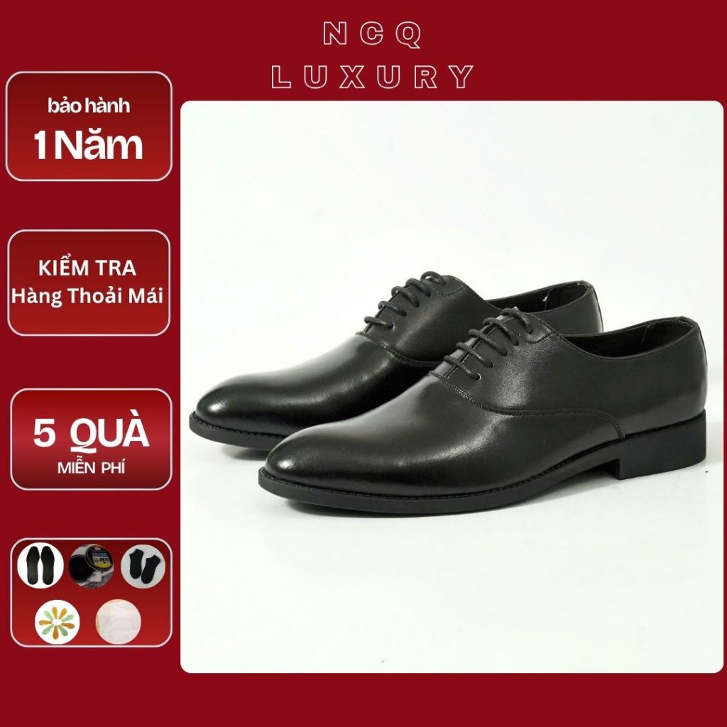 Giầy da công sở-giầy nam da bò cao cấp đế cao su khâu kiểu dáng lịch lãm