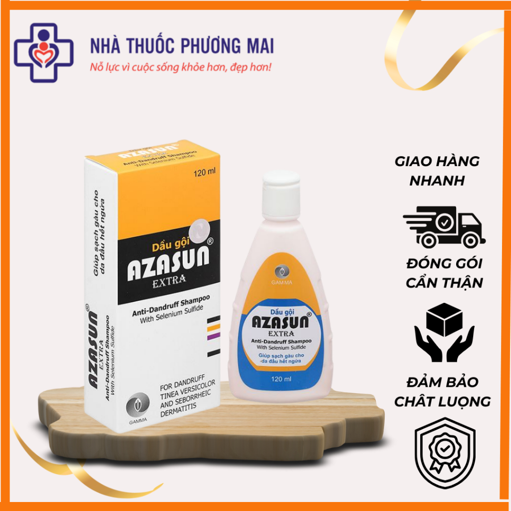 Azasun Extra 120ml - Dầu gội đầu dành cho da đầu nhiều gàu