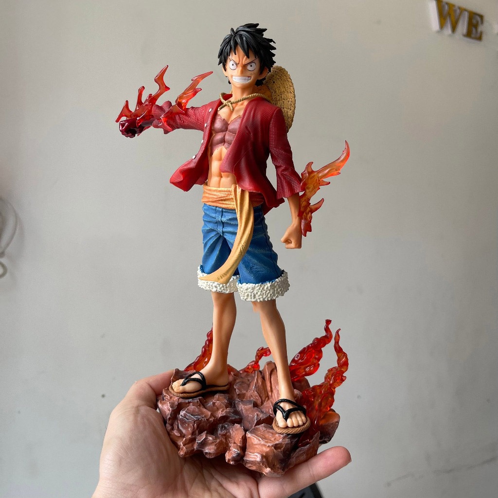 [26cm] Mô hình nhân vật Monkey D Luffy Lx Wing figure lufy đấm lửa có đế đẹp one piece lx studio lù 