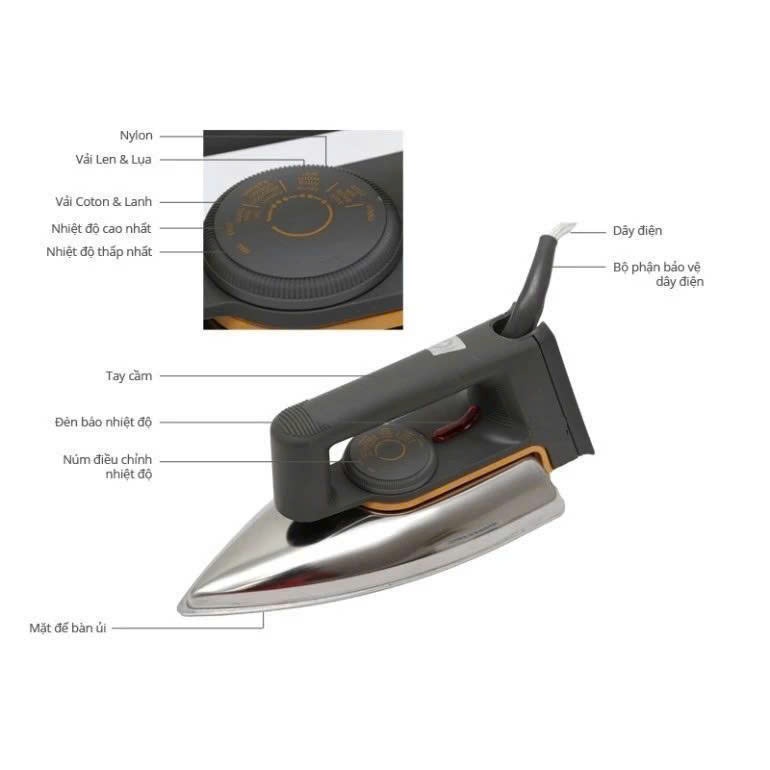 Bàn ủi PHILIPS HD1172 dây 1m9-1000W Mặt đế nhôm, nút ĐK, Chính hãng Tai Nghe