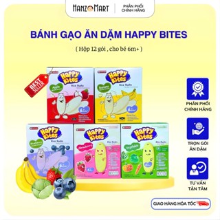 Bánh Gạo Ăn Dặm Cho Bé Happy Bites vị chuối, việt quất, táo 6m+ - hanzo2009