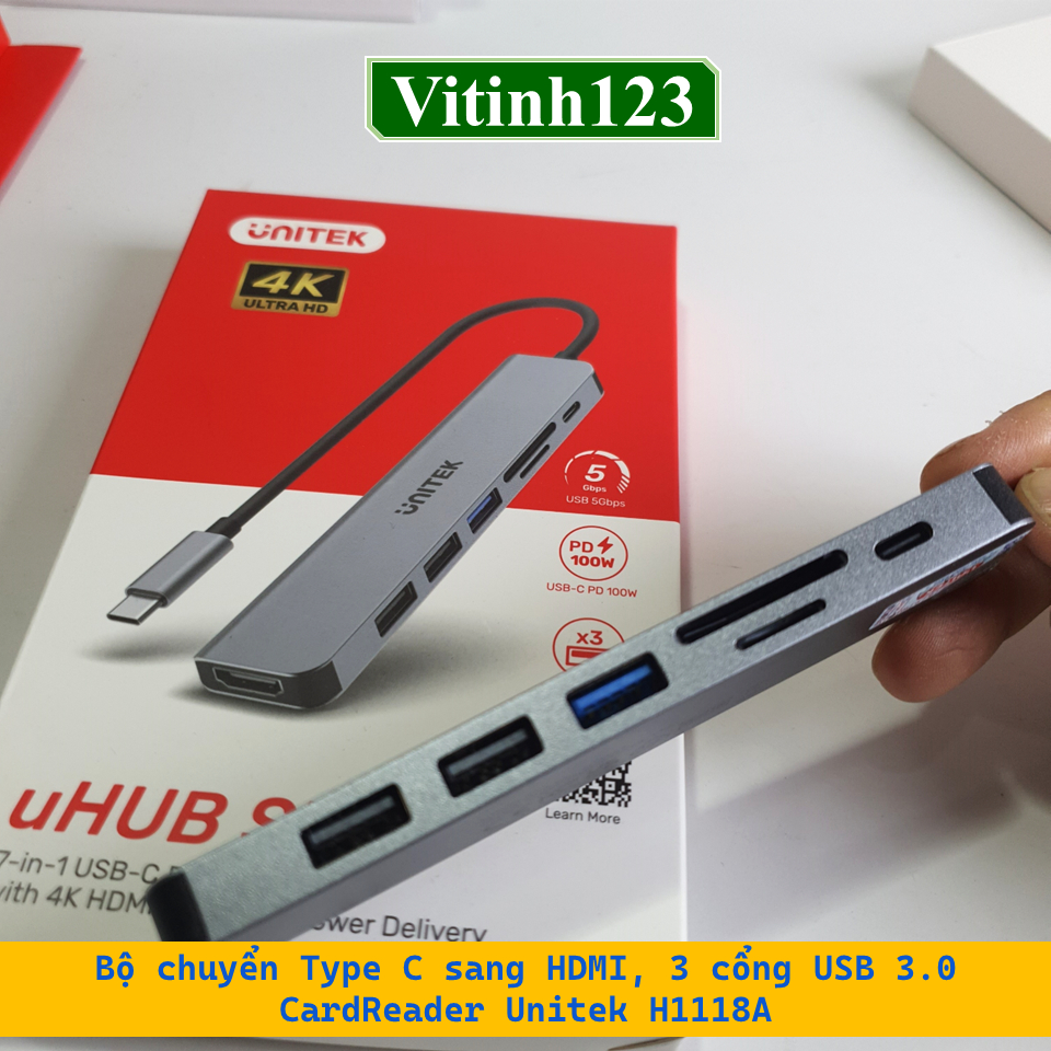 Bộ chuyển Type C sang HDMI, USB Unitek D1121A, Unitek H1118A