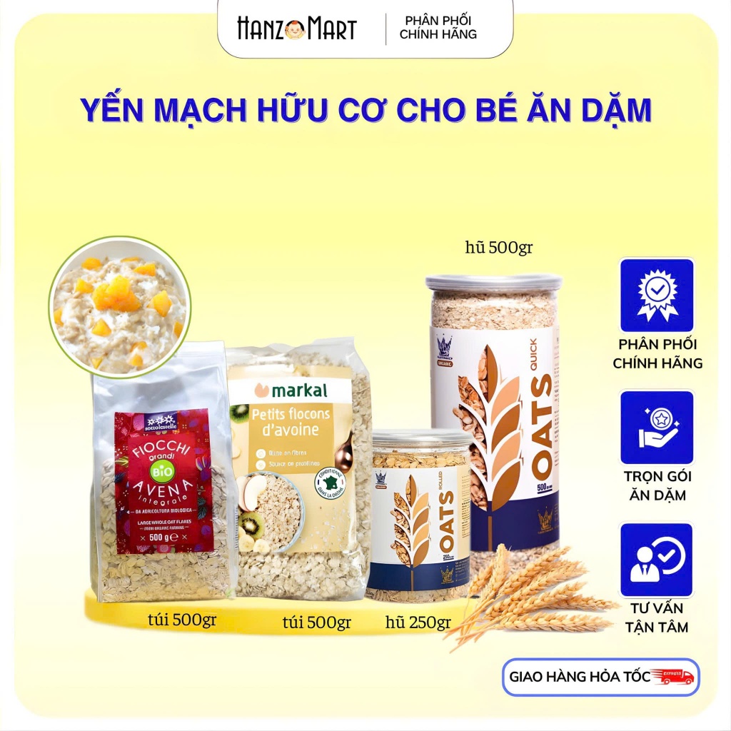 Yến mạch cho bé ăn dặm cán vỡ Hafer Flocken Đức 500gr