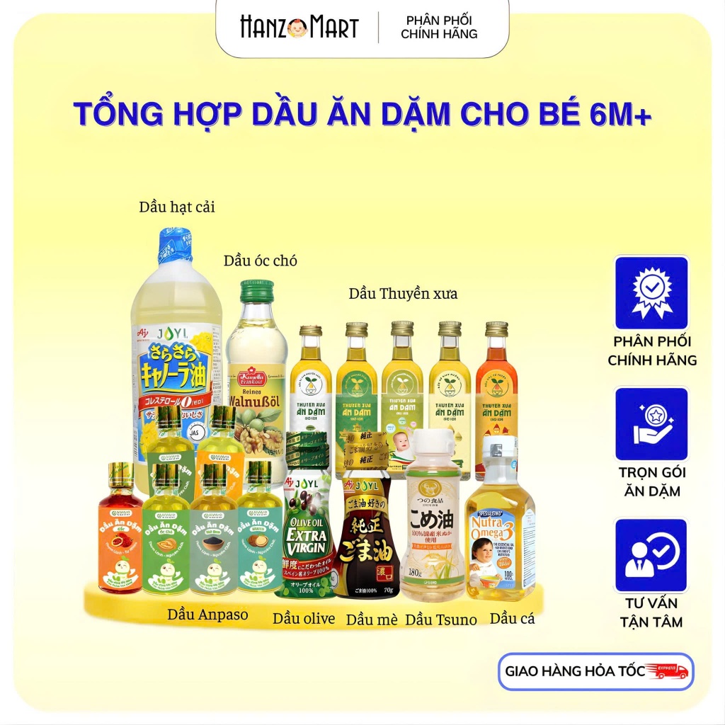 Dầu ăn dặm cho bé từ 6m+ - hanzomart