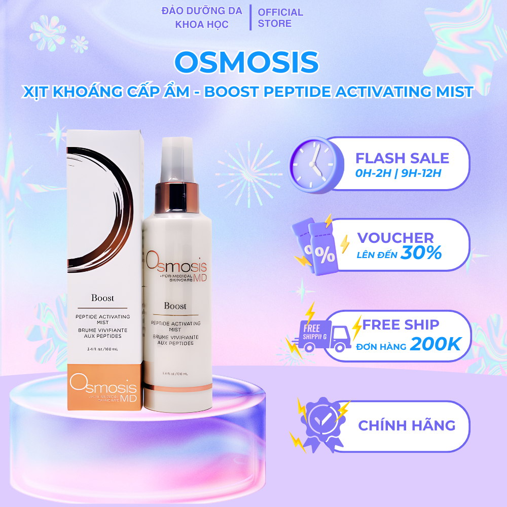 Xịt khoáng dưỡng ẩm Osmosis Boost Peptide Activating Mist giúp phục hồi và làm sáng da 100ml