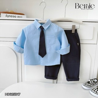  Set áo sơ mi học sinh dài tay quần kaki cho bé trai bé gái kèm cà vạt 1 đến 7 tuổi BERNIE H0625B17 