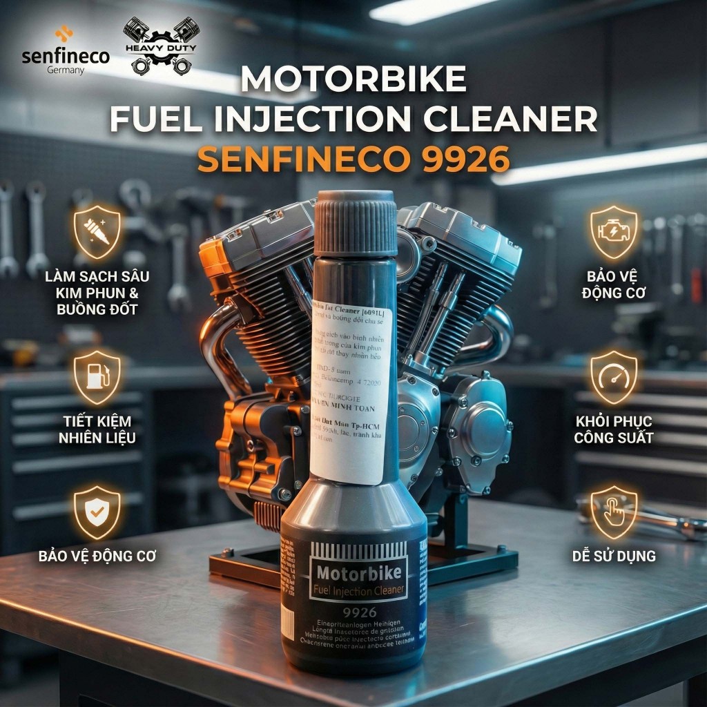 Phụ Gia Xăng Senfineco 9926 Fuel Injector Cleaner - Làm Sạch Kim Phun, Buồng Đốt Xe Máy 60ml (German Technology)