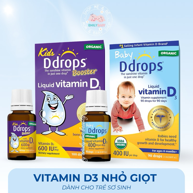 Vitamin D3 Baby Ddrops Mỹ cho bé 0-2 tuổi