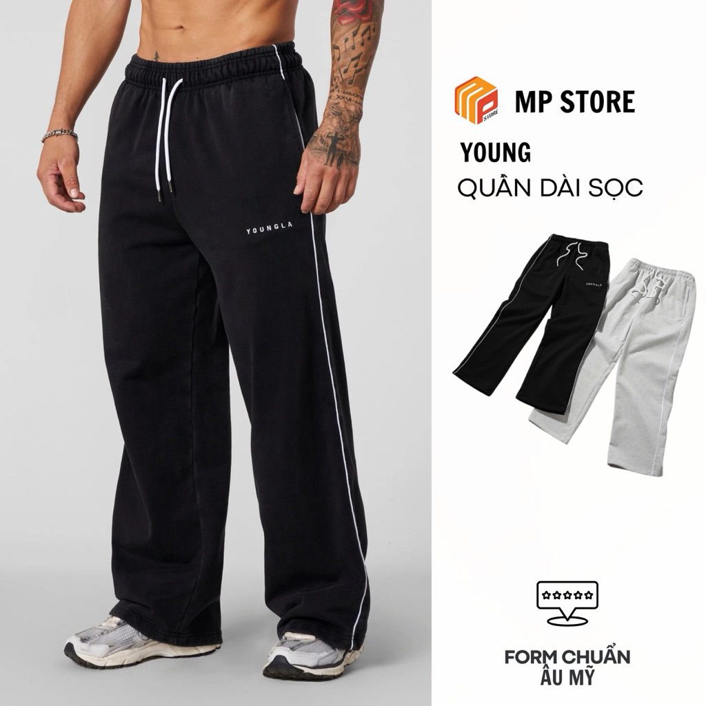 Quần Dài Nam Form Rộng 410gsm Sọc Local Brand YOUNG Chất Cao Cấp 2025