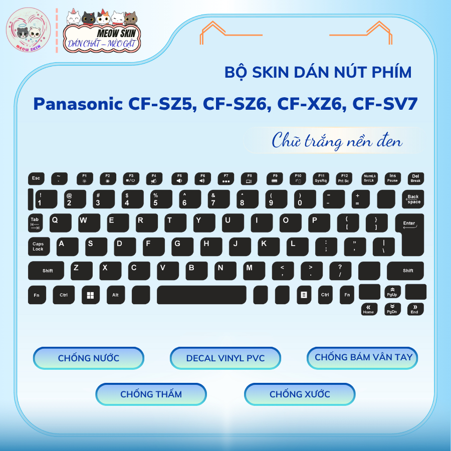 Bộ dán nút phím Panasonic CF-SZ5, CF-SZ6, CF-XZ6, CF-SV7 Nhật -> US