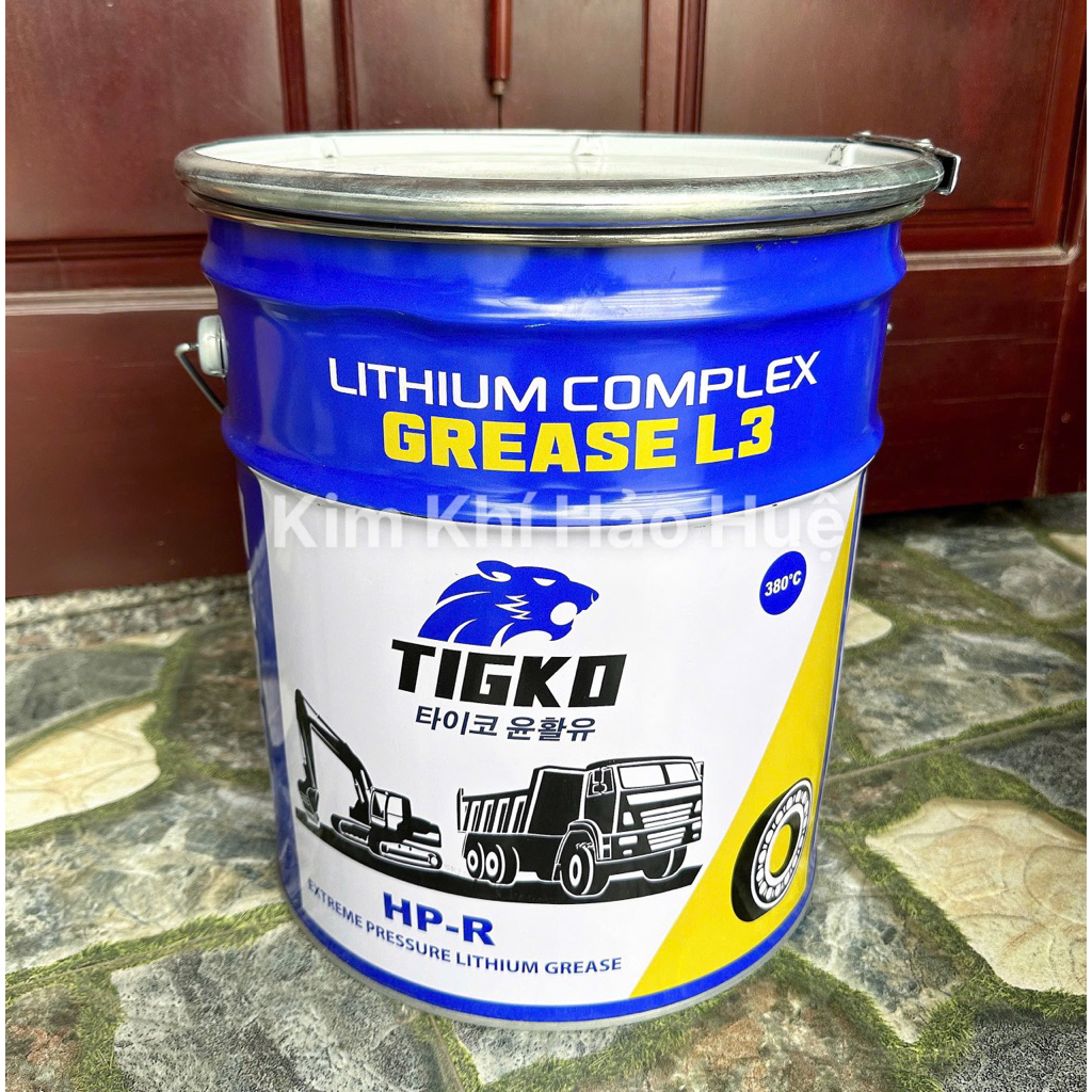 Mỡ bôi trơn chịu nhiệt, chịu áp cao Tigko chịu nhiệt 380 độ L3 xô 15kg , Mỡ xô xanh chịu nhiệt 15kg