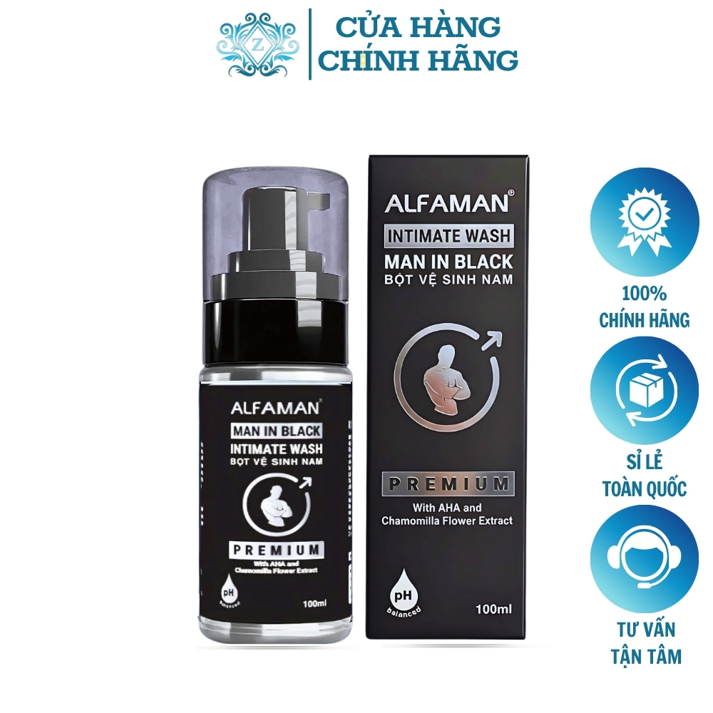 Dung Dịch Vệ Sinh Nam Dạng Bọt Alfaman 100ml Chính Hãng Hương Nước Hoa Khử Mùi Vùng Kín Dưỡng Ẩm Làm