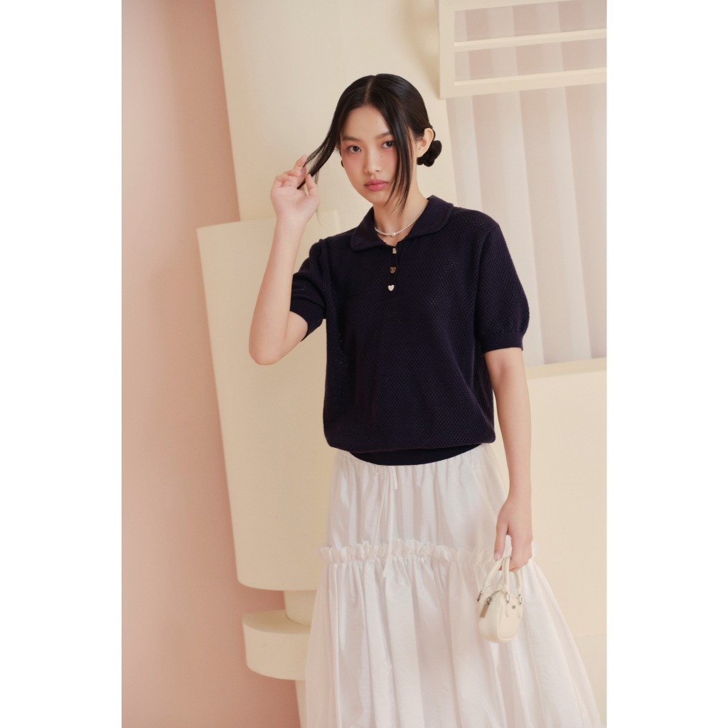 Áo len cổ polo nút cài kiểu dễ thương trẻ trung Knit Polo Sweetheart Buttoned phù hợp mọi dịp OLV | BigBuy360 - bigbuy360.vn