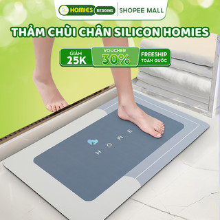  Thảm Lau Chân SILICON HOMIES Bedding & Décor Thảm Chùi Chân Bùn Tảo Siêu Thấm Hút Cao Su Chống Trơn Trượt   40cmx60cm  