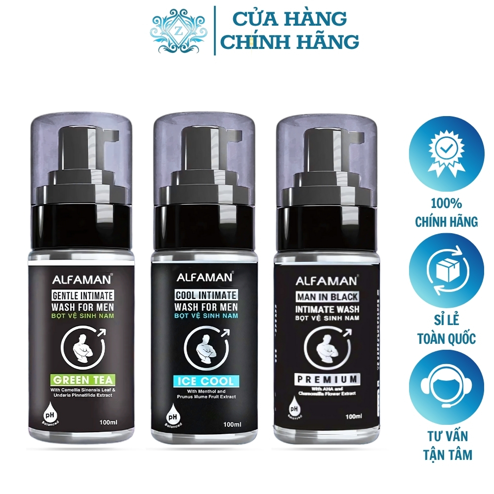 Dung Dịch Vệ Sinh Cho Nam Alfaman 100ml Chính Hãng Dạng Bọt Sạch Dịu Nhẹ Khử Mùi Giảm Ngứa Thơm Lâu